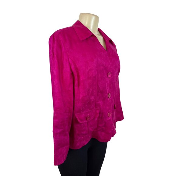 Jones New York Collection Women's Pink Textured Button-Front Blazer Jacket Sz 8 - Picture 2 of 8